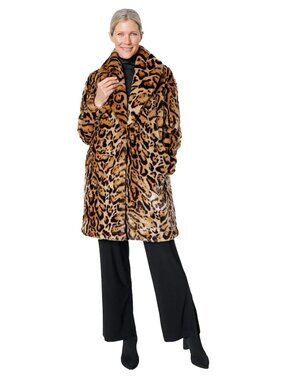 TSC ADRIENNE LANDAU LEOPARD FAUX FUR COAT SIZE LARGE NEW